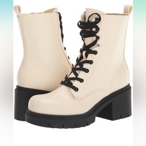 - Women’s Nine West Juna3 combat boots color:cream